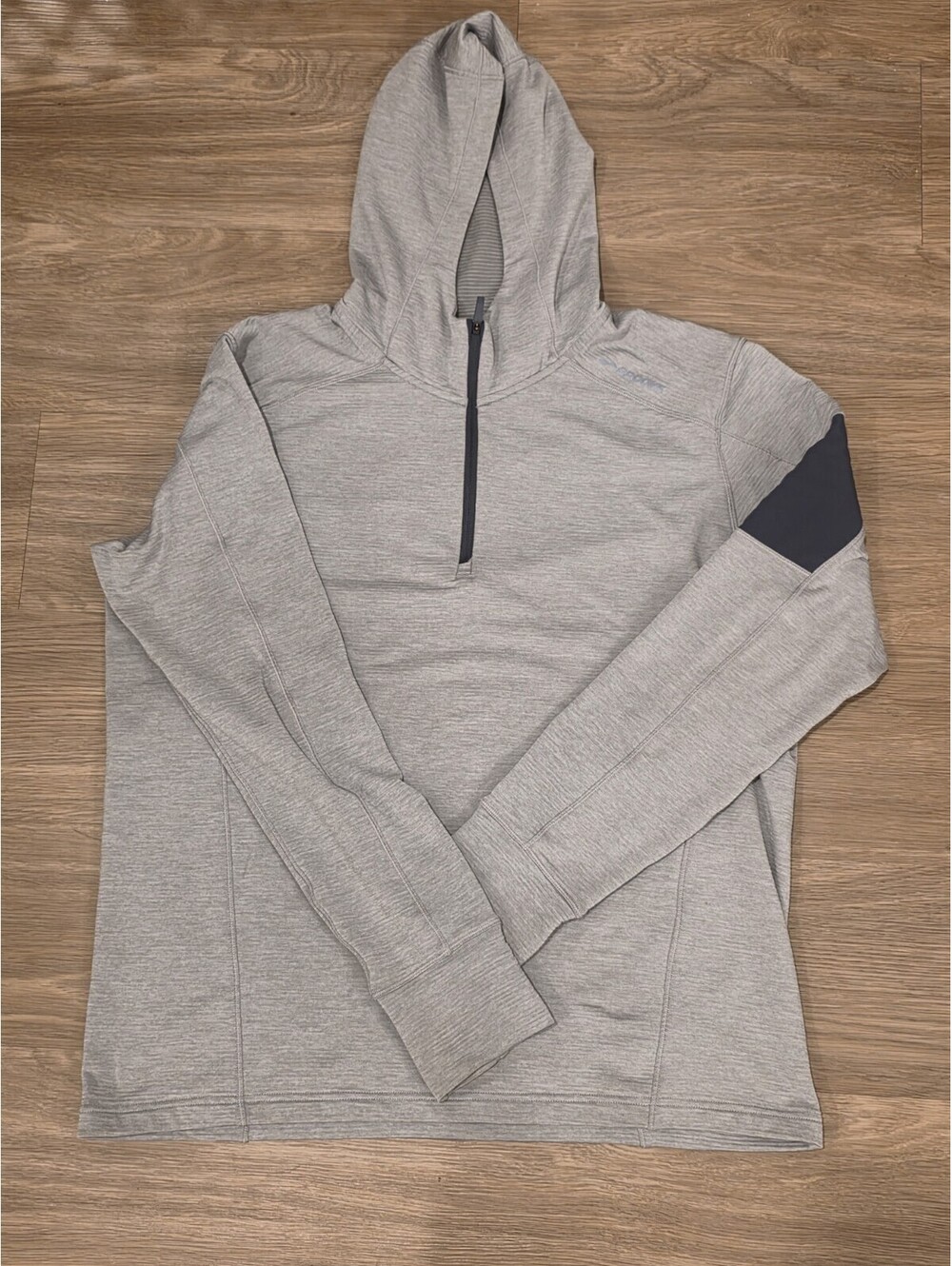 Brooks Mens Notch Thermal Half Zip Running Hoodie Sweater Gray XL